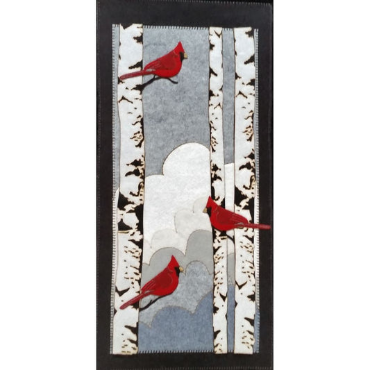 Cardinals in the Birch Wool Felt Wall Hanging Stitch Kit By Artsi2