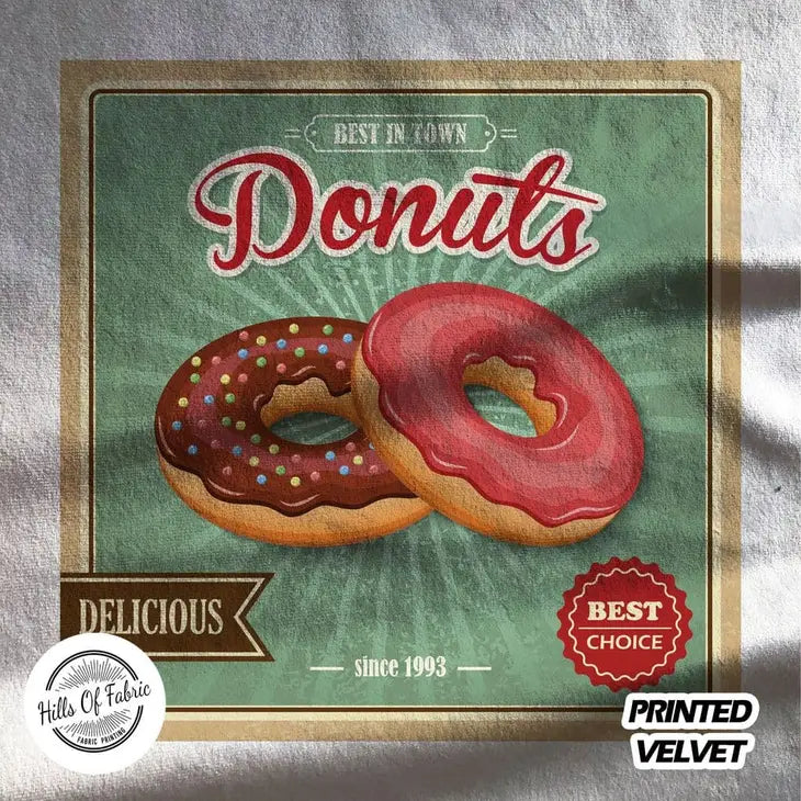 Retro Donuts Sweet Treat Delicious Printed Fabric Panel