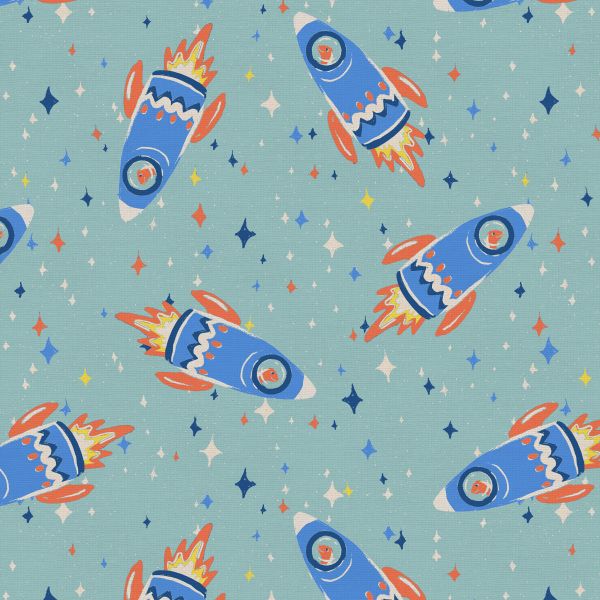 Dino Daydreams fabric by the yard- Teal rocket scatter