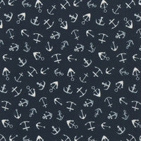 Dear Stella Indigo Anchors  fabric by the yard