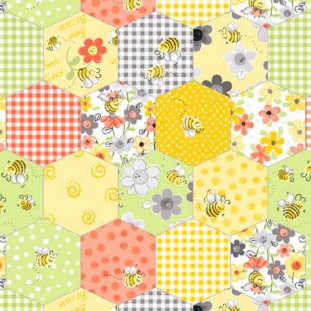 Multi Bee Honeycomb fabric by the yard