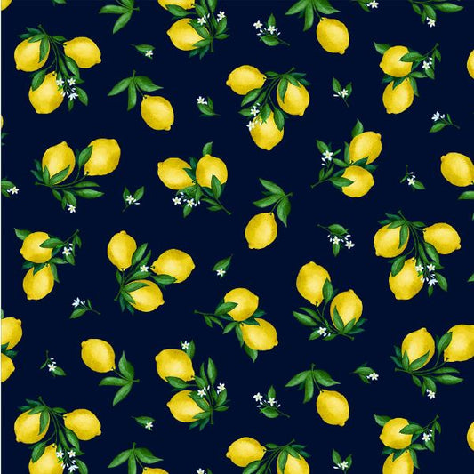 Lemon Fresh fabric by the yard-Navy