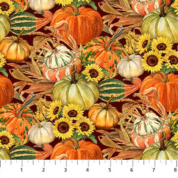 Autumn Afternoon Rust Multi, fabric by the Yard-online only